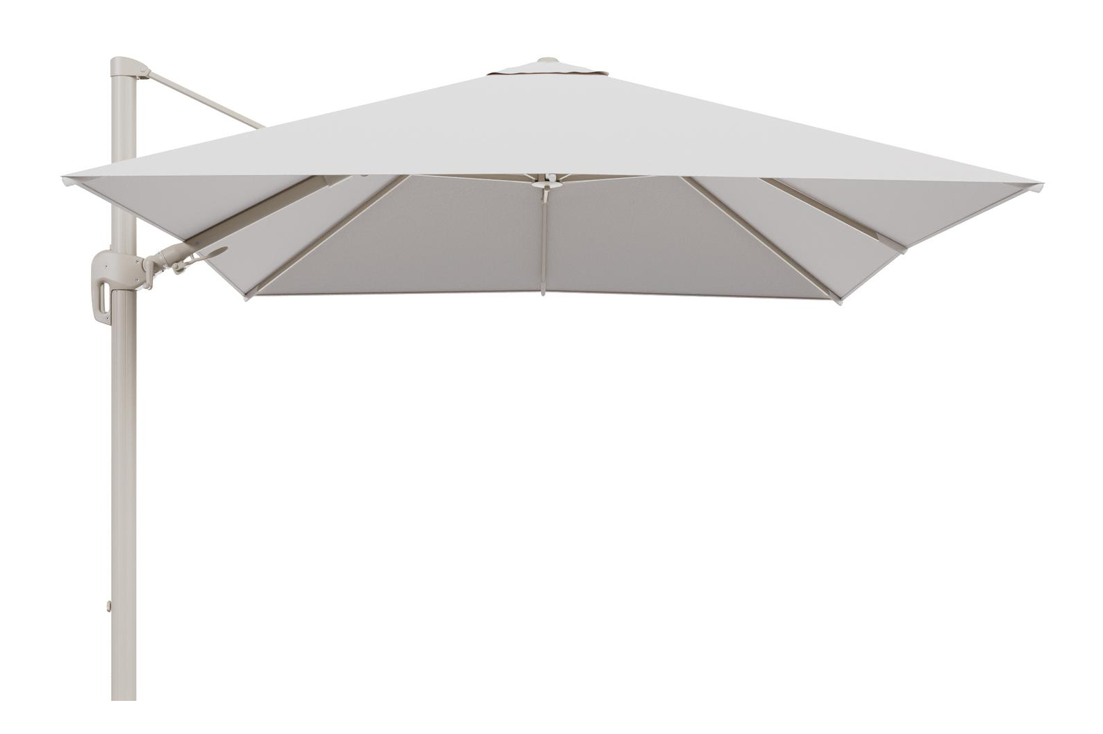Parasol pendant Rufina avec fonction tilt en aluminium beige et toile de parasol en All Weather Solica Ego Eggshell  - Lg.1 300 x Lg.2 300 cm (sans pied de parasol