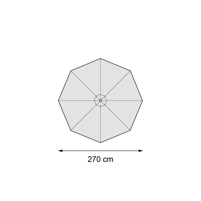 Milano staanparasol in zwart aluminium met zwart polyester parasoldoek - Dia. 270 cm (zonder voet)