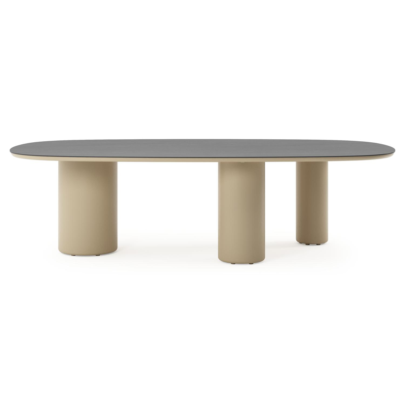 Amico tuintafel bombo xl in beige aluminium en volkeramiek Basalt Black - L 270 x B 148 x H 73.5 cm