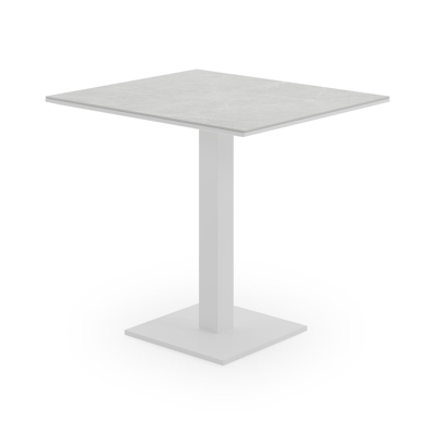 Piemonte kantelbare tuintafel in wit aluminium en volkeramiek zaha stone - L 70 x B 80 x H 74 cm