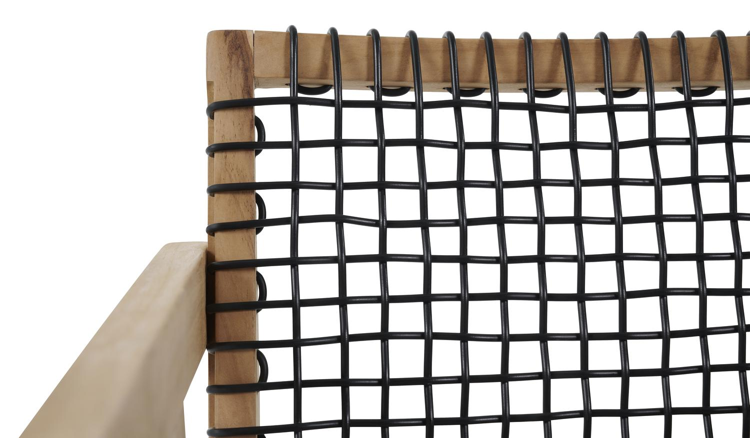 Trentino tuinstoel in teak en zwart wicker en teak armleuning