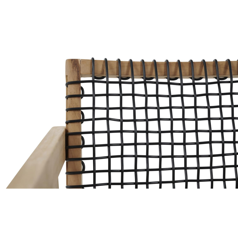 Trentino tuinstoel in teak en zwart wicker en teak armleuning