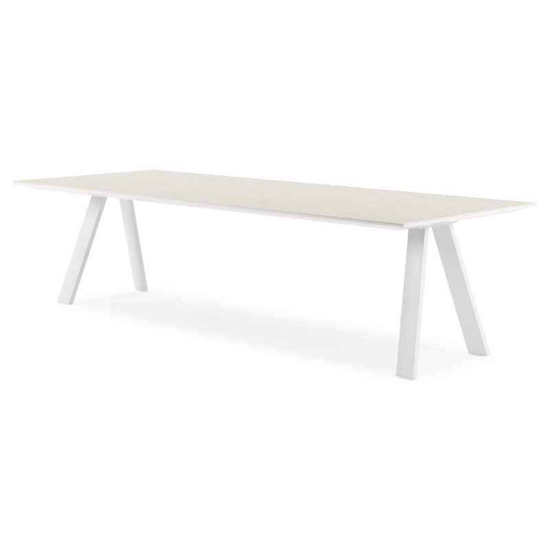 Cesano tuintafel in wit aluminium en volkeramiek shilin - L 280 x B 110 x H 75 cm