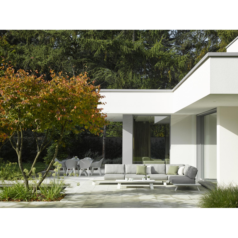 Cesano tuintafel vierkant in wit aluminium en volkeramiek aspen grey - L 148 x B 148 x H 75 cm