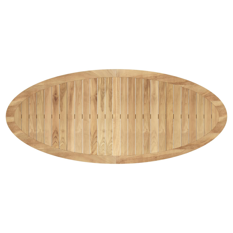 Pamplona tuintafel ovaal in beige aluminium en teak - L 267.2 x B 115 x H 73 cm
