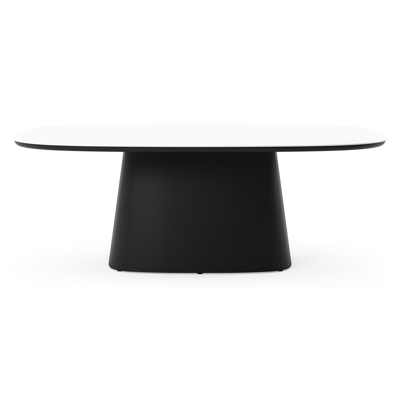 Amico tuintafel bombo xl in zwart aluminium en volkeramiek Arctic White - L 210 x B 148 x H 73.5 cm