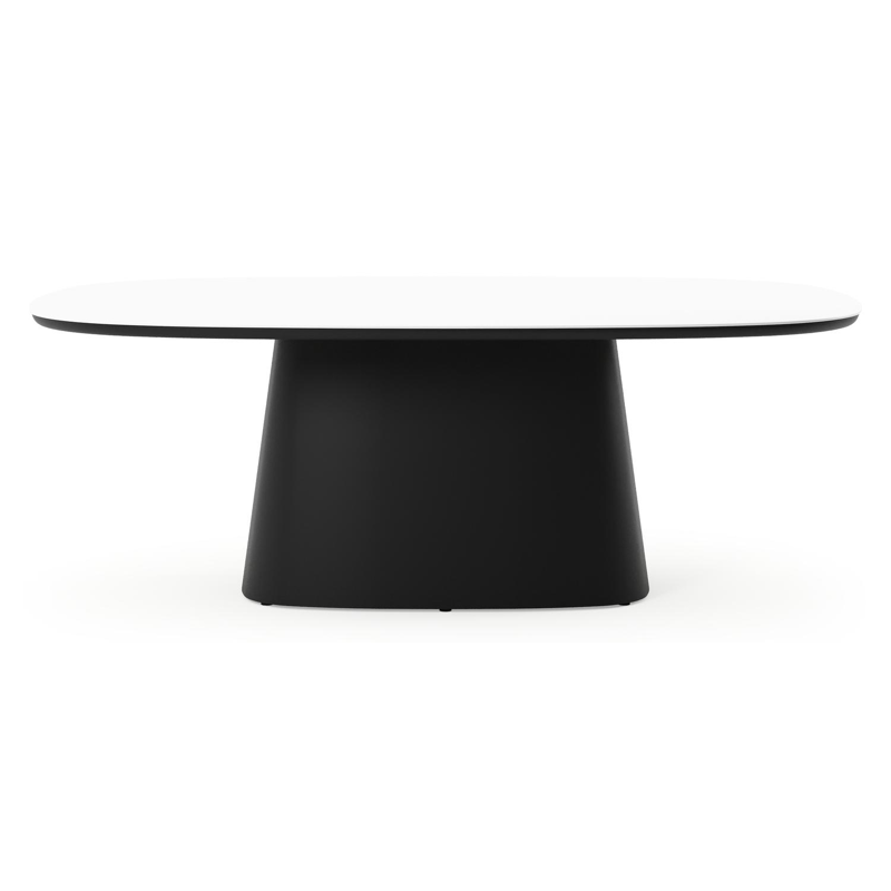 Amico tuintafel bombo xl in zwart aluminium en volkeramiek Arctic White - L 210 x B 148 x H 73.5 cm
