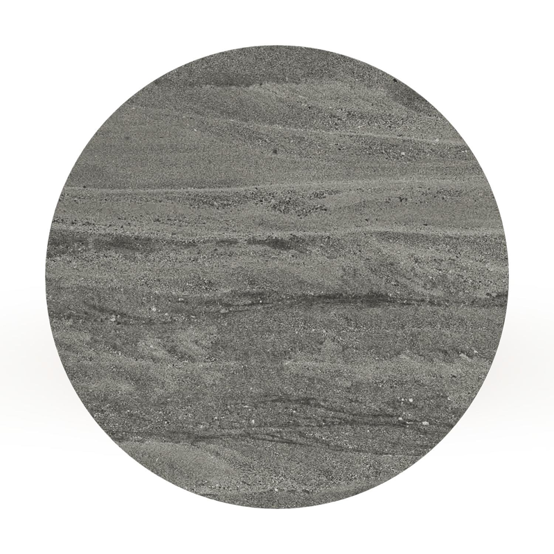 Table de basse Bomero ronde en teck et céramique pleine Aspen Grey - Diam. 85 x Haut. 25 cm