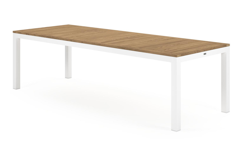 Varese tuintafel rechthoekig in wit aluminium en teak colour finish - L 270 x B 100 x H 73 cm
