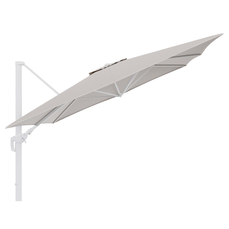 Minore zweefparasol tiltfunctie in wit aluminium en parasoldoek in All Weather Sunbrella® Luxe Slow Farafra  - L1 350 x L2: 350 cm (zonder voet) (zonder voet)