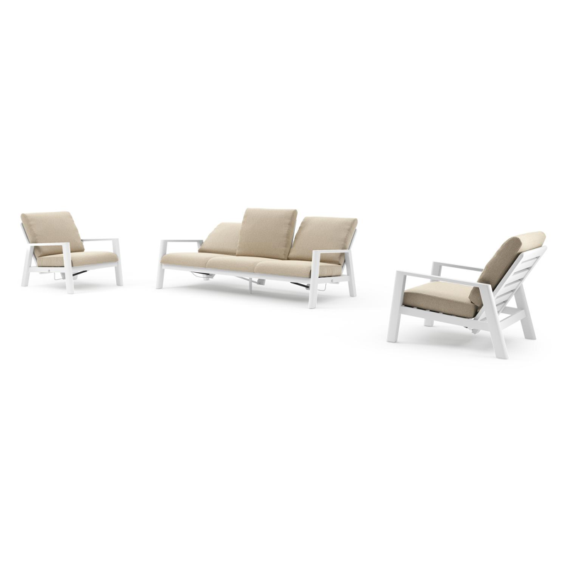 Cirello loungeset in wit aluminium met althea camel all weather cosytica kussen