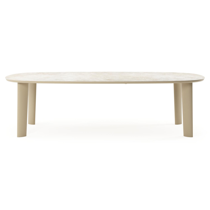 Table de jardin Amico bombo xl en aluminium beige et céramique pleine Rapolano - Lg. 270 x Lrg. 148 x Haut. 73.5 cm