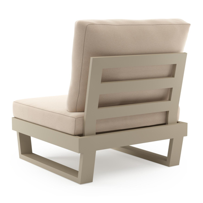 Modica loungestoel in beige aluminium met natte linen chalk all weather sunbrella premium kussen