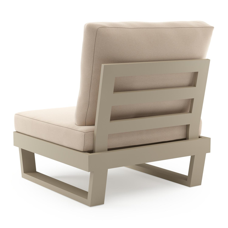 Modica loungestoel in beige aluminium met natte linen chalk all weather sunbrella premium kussen