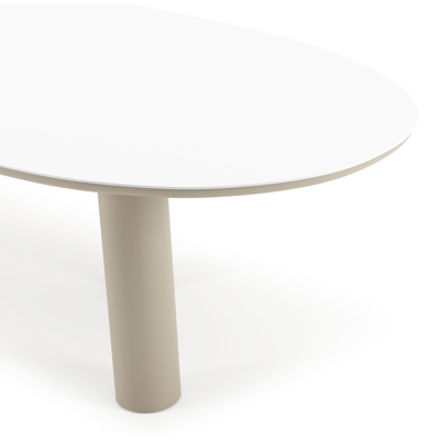 Organo tuintafel organisch in beige aluminium en volkeramiek Arctic White - L 280 x B 120 x H 74 cm