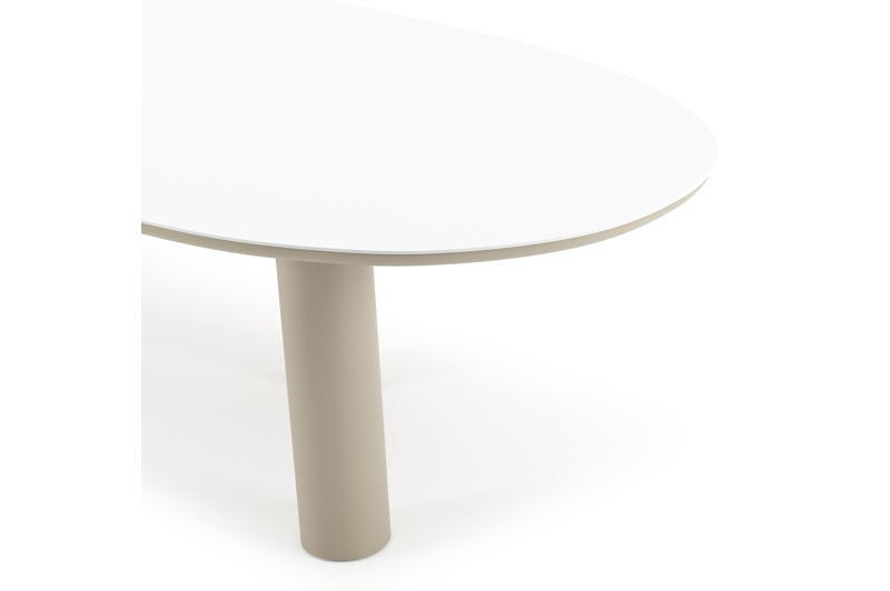 Organo tuintafel organisch in beige aluminium en volkeramiek Arctic White - L 280 x B 120 x H 74 cm