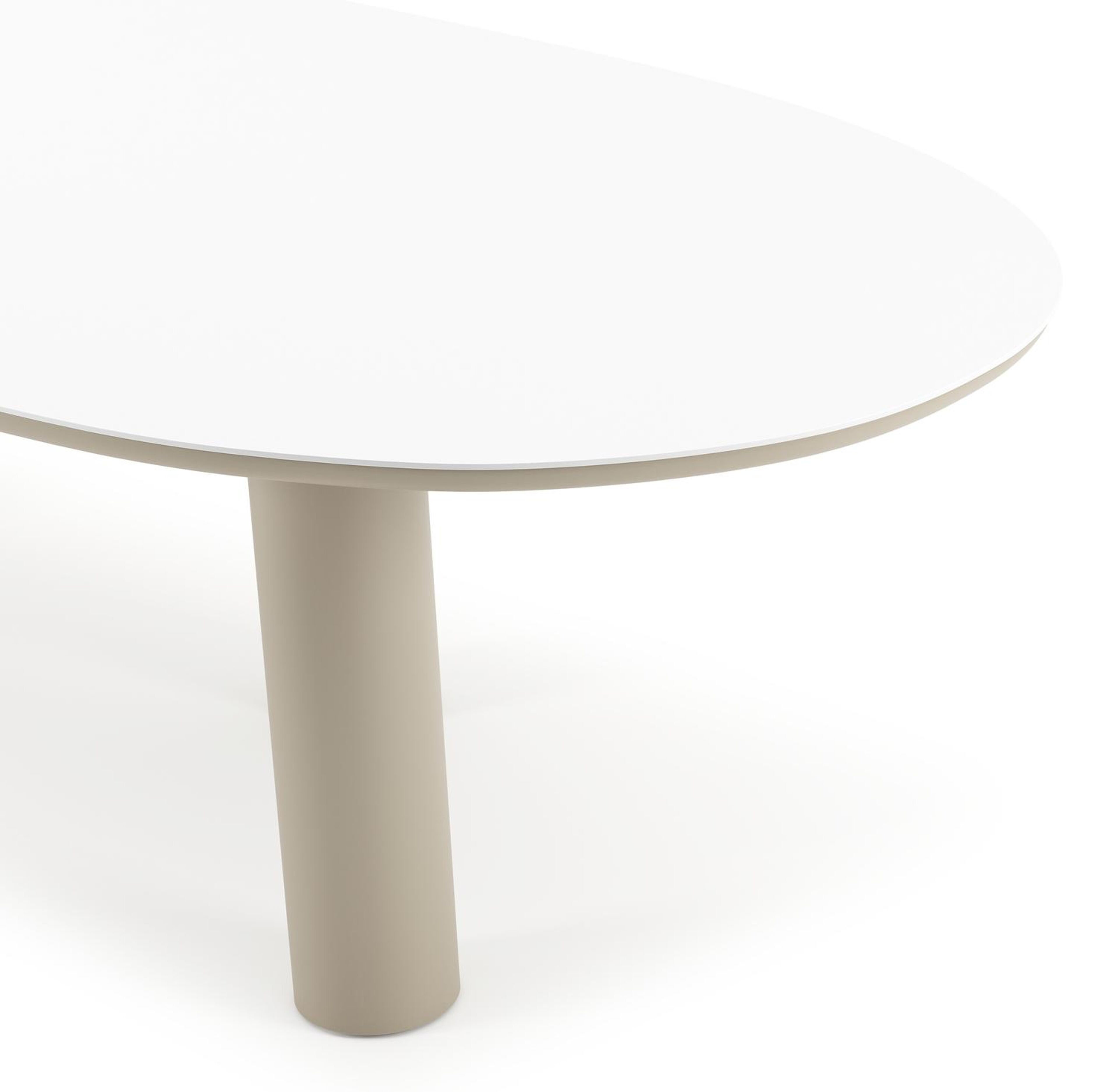 Organo tuintafel organisch in beige aluminium en volkeramiek Arctic White - L 280 x B 120 x H 74 cm
