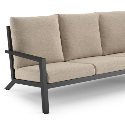 Arnes loungeset in zwart aluminium met rustic weather+ softtouch kussen