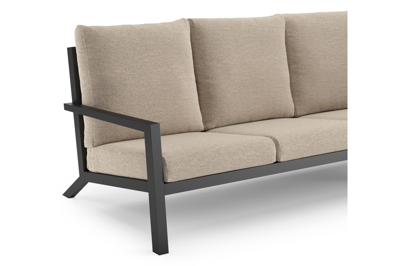 Arnes loungeset in zwart aluminium met rustic weather+ softtouch kussen