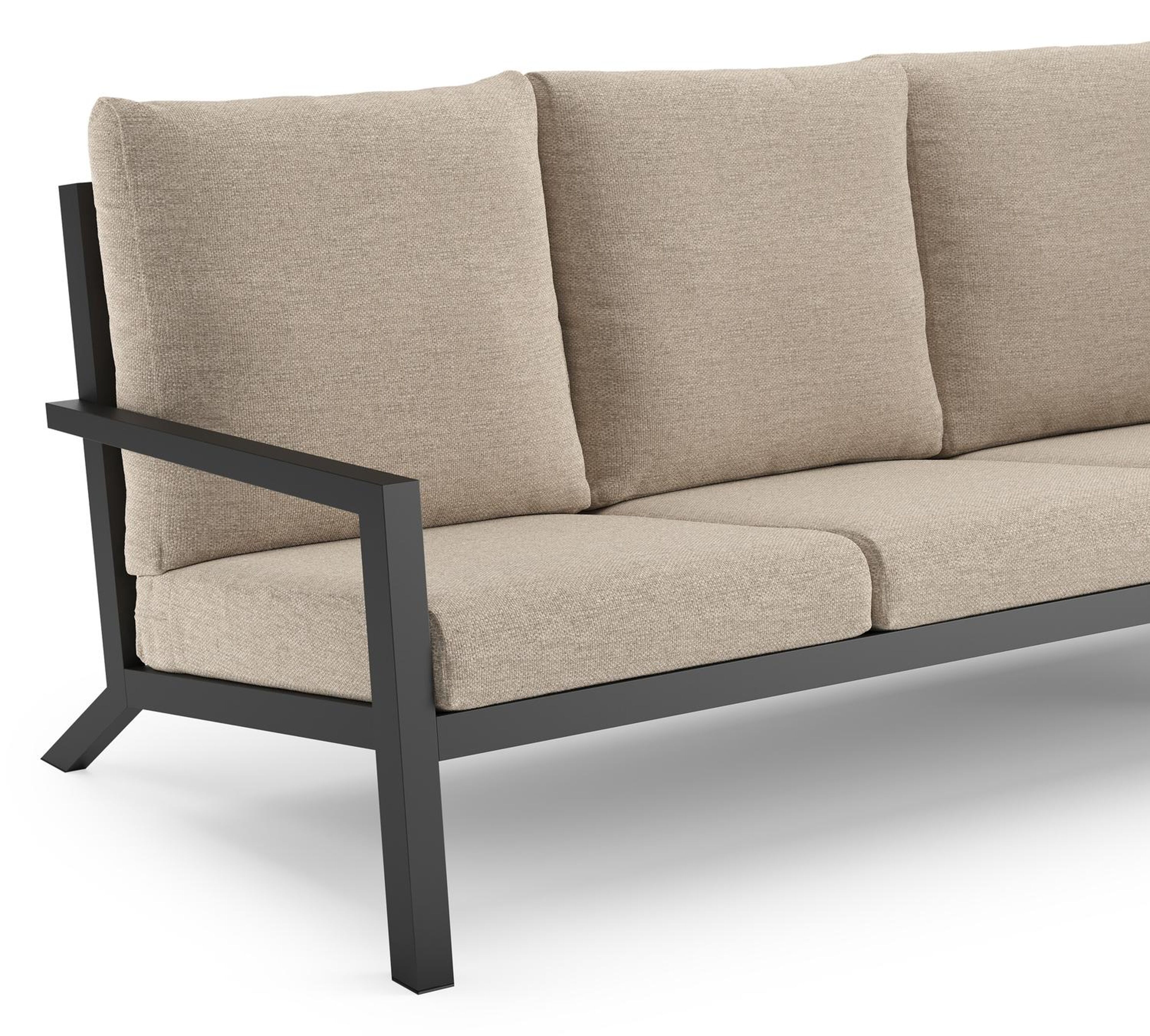 Arnes loungeset in zwart aluminium met rustic weather+ softtouch kussen