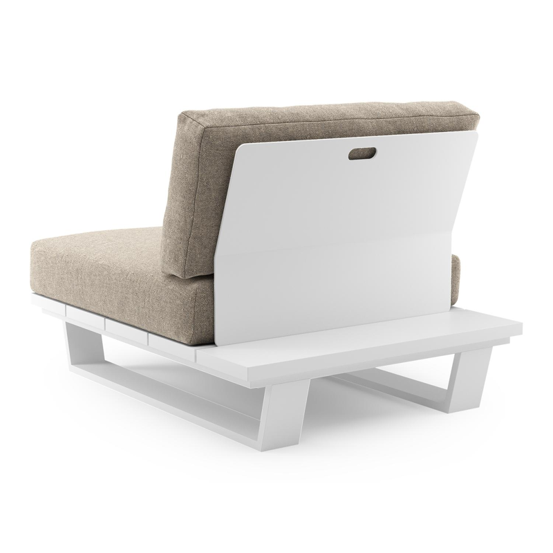 Pagino loungestoel in wit aluminium met chartres pewter all weather sunbrella® luxe kussen