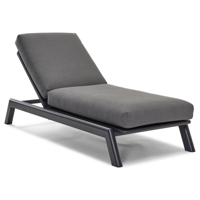 Cirello verstelbaar ligbed met pompsysteem in zwart aluminium met lopi shadow all weather sunbrella® luxe kussen