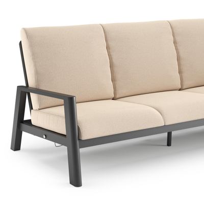 Cirello loungeset in zwart aluminium met heritage papyrus all weather sunbrella® luxe kussen