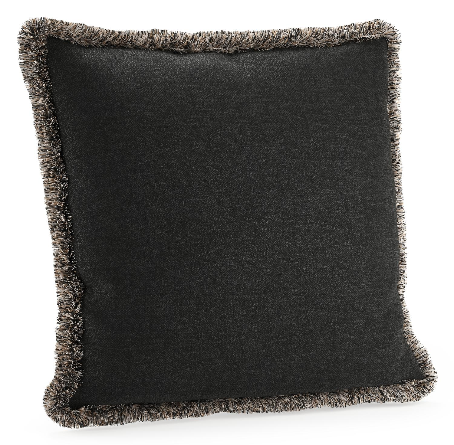 Sierkussen met franjes 55 x 55 cm in all weather sunbrella luxe chartres sooty