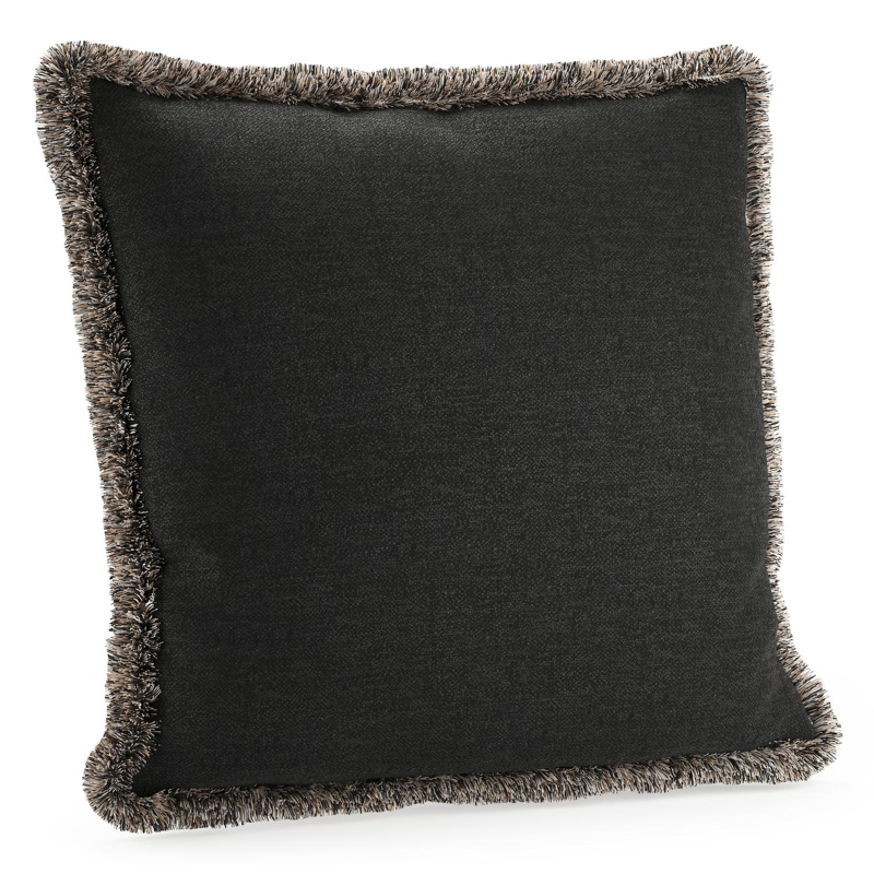 Sierkussen met franjes 55 x 55 cm in all weather sunbrella luxe chartres sooty
