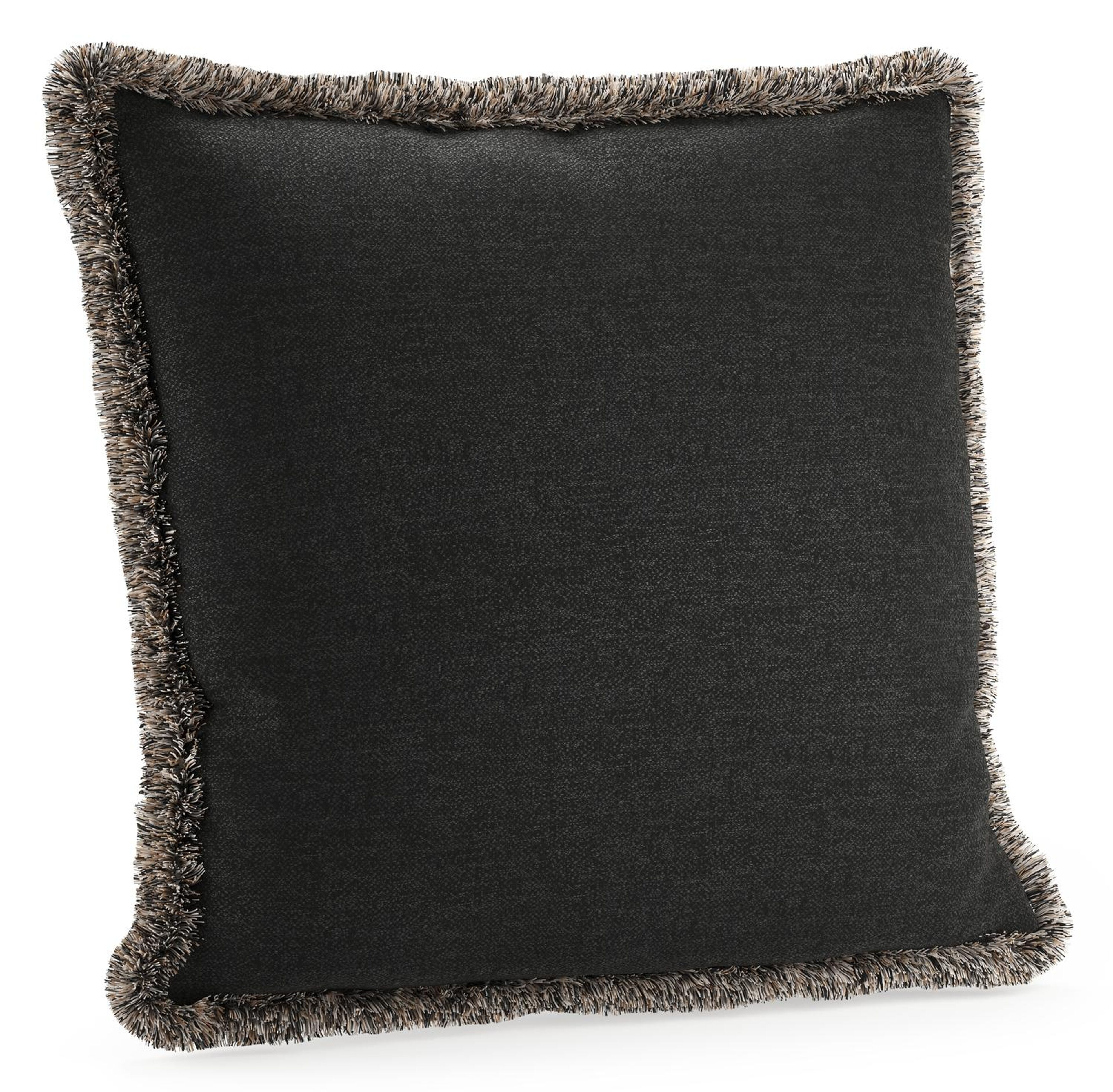 Sierkussen met franjes 55 x 55 cm in all weather sunbrella luxe chartres sooty