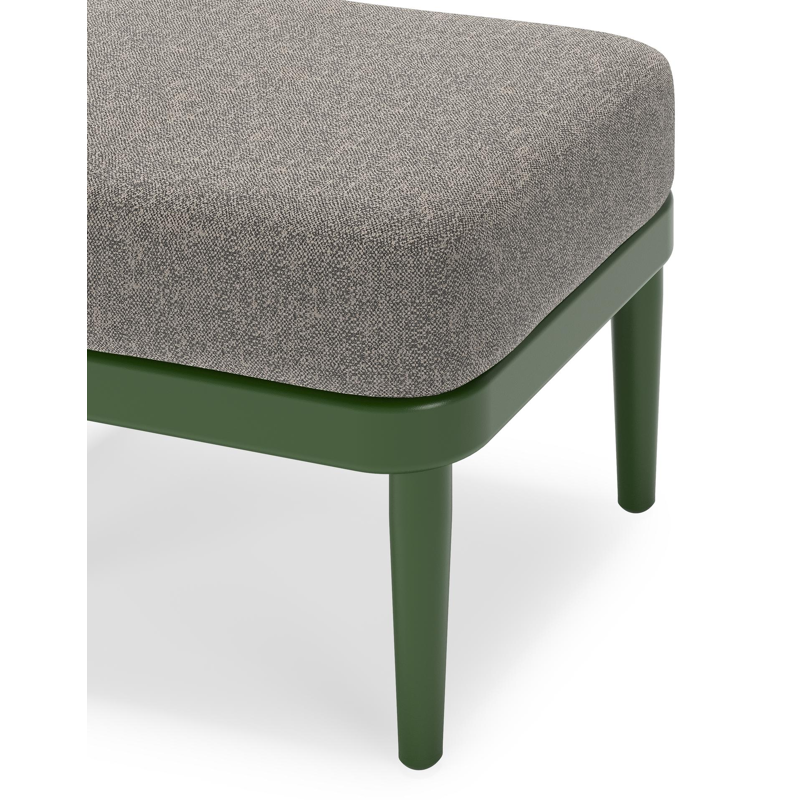 Orso poef in groen aluminium met Chartres Drizzle all weather sunbrella® luxe kussen