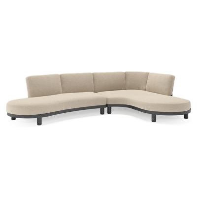 Donato loungehoek in zwart aluminium met all weather cosytica Marbella Beige kussen