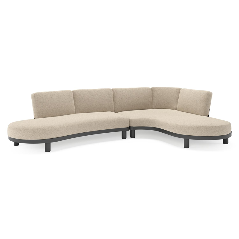 Donato loungehoek in zwart aluminium met all weather cosytica Marbella Beige kussen