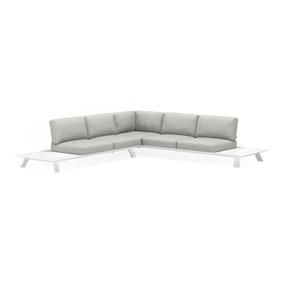 Cesano loungehoek in wit aluminium met tweed dune all weather sunbrella® luxe kussens