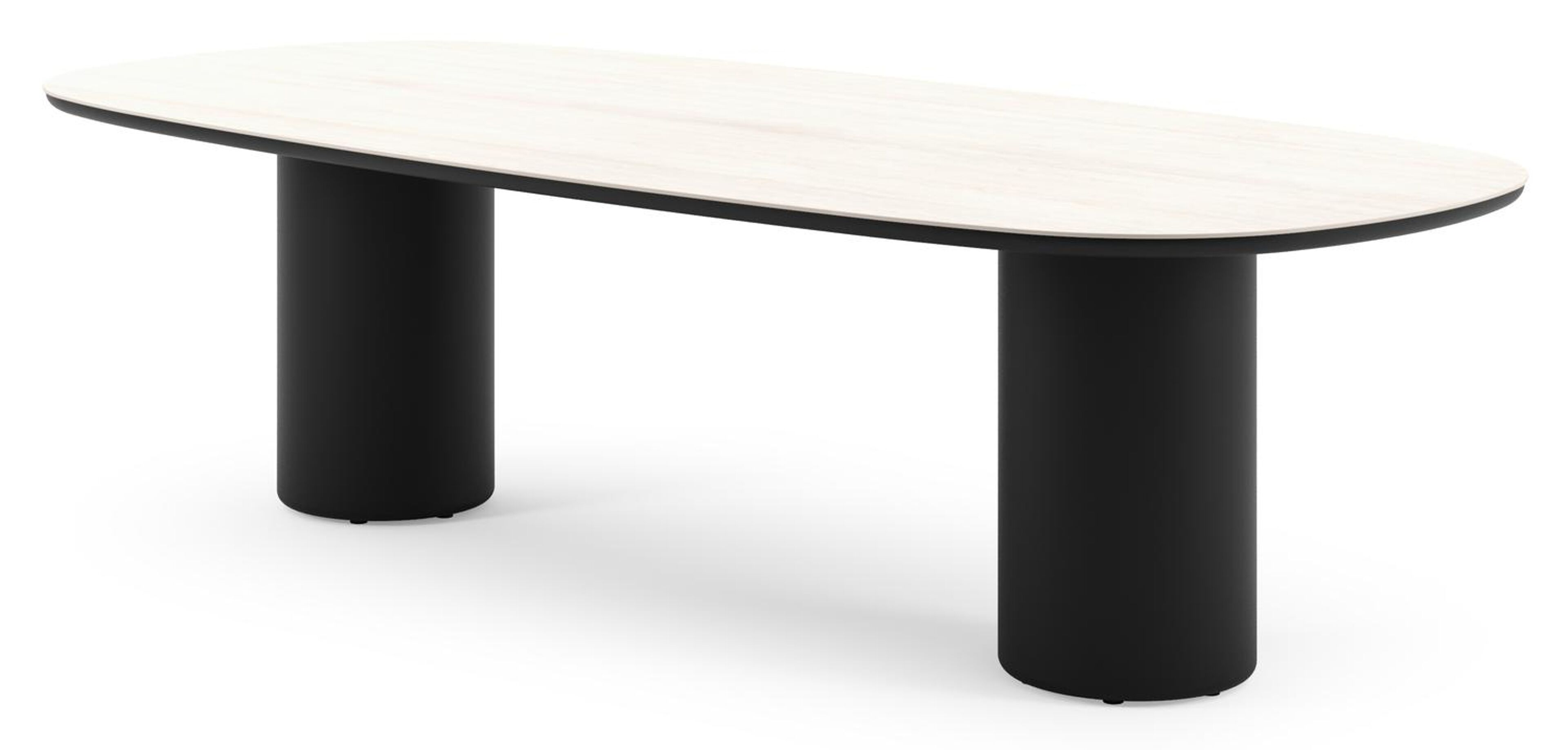Amico tuintafel bombo in zwart aluminium en volkeramiek Travertino Bianco - L 270 x B 125 x H 74 cm