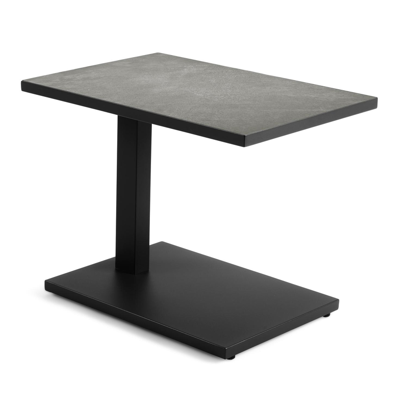 Talana bijzettafel in zwart aluminium en grijs volkeramiek - L 60 x B 40 x H 47/67,50