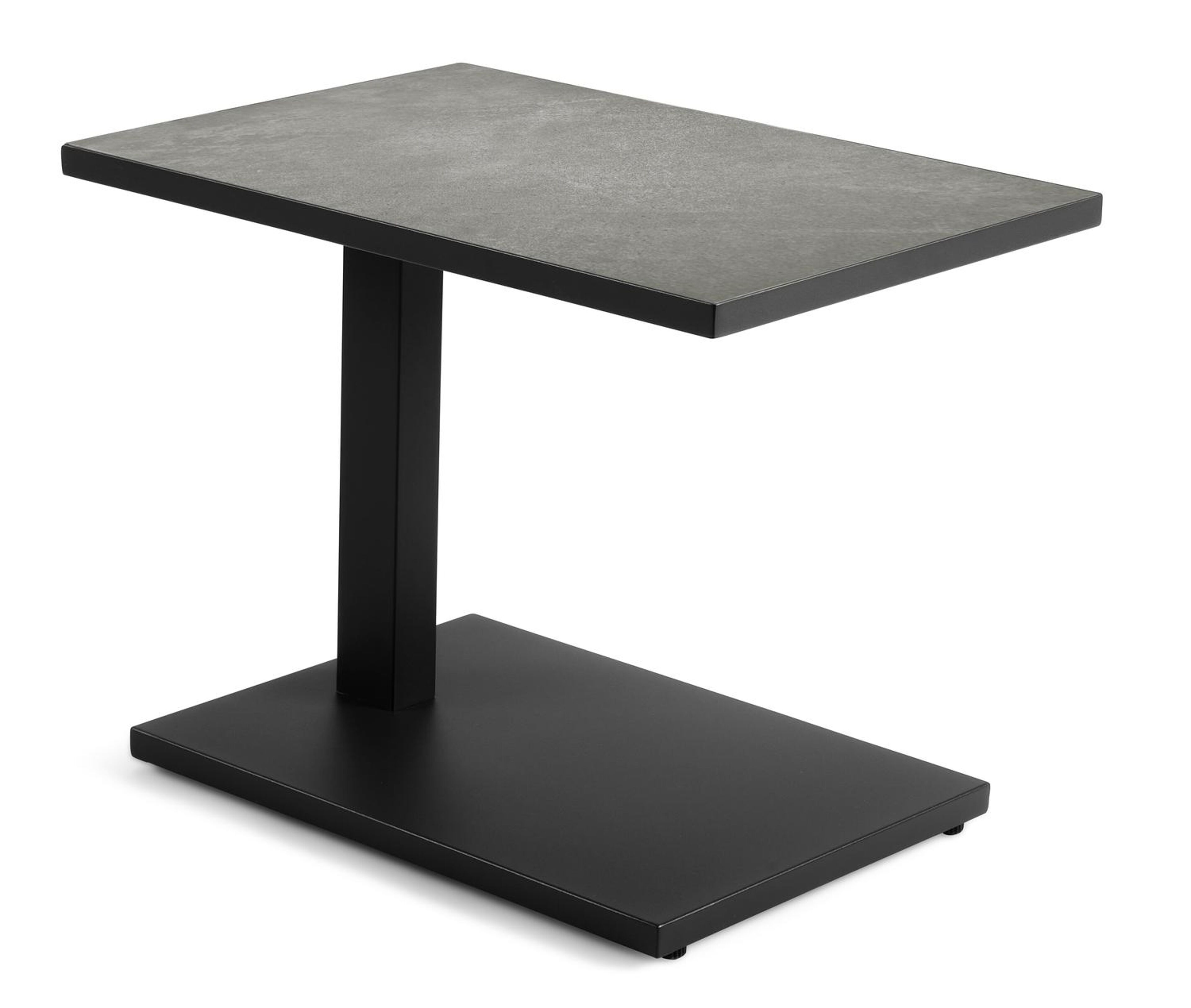 Table d'appoint Talana en aluminium noir et céramique pleine gris - Lg 60 x larg. 40 x H 47/67,50