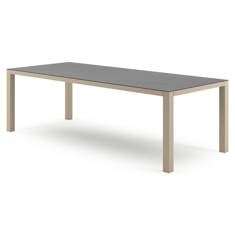 Como tuintafel rechthoekig in beige aluminium en volkeramiek Basalt Black - L 240 x B 100 x H 73 cm