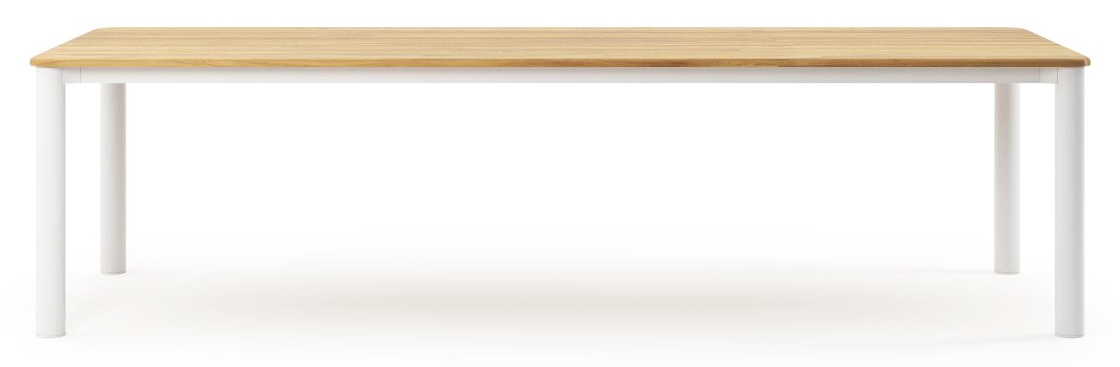 Orso tuintafel rechthoekig afgerond in wit aluminium en teak - L 290 x B 110 x H 73.5 cm