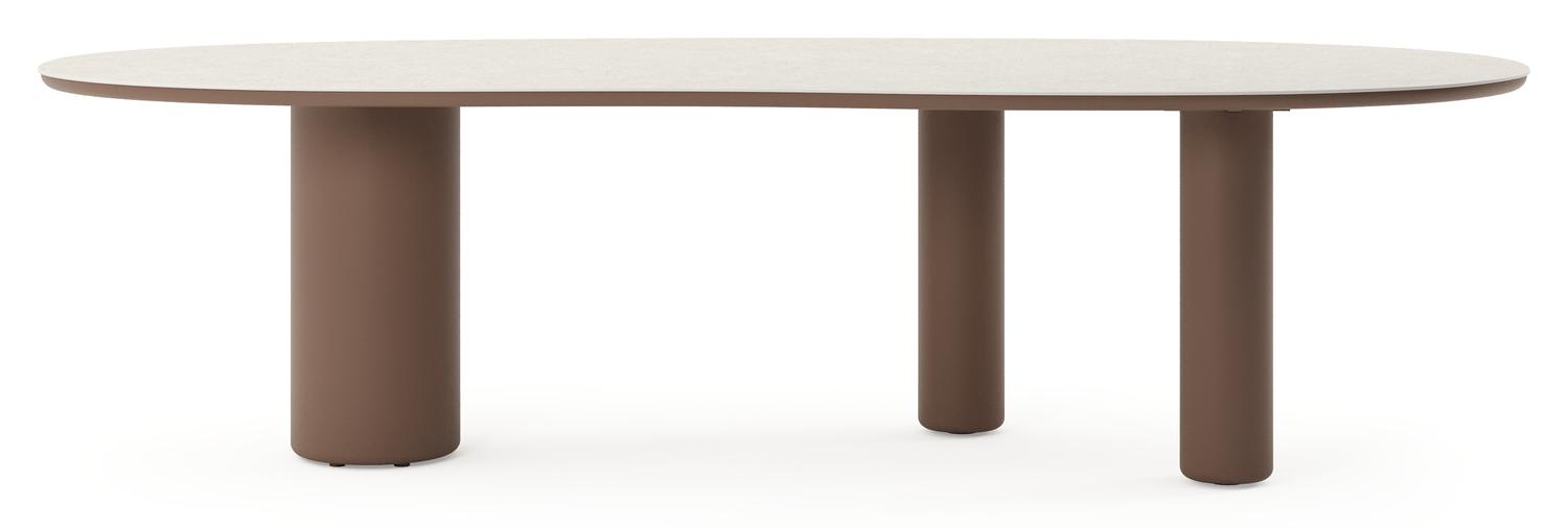 Amico tuintafel organisch in taupe aluminium en volkeramiek Shilin - L 280 x B 120 x H 73.5 cm