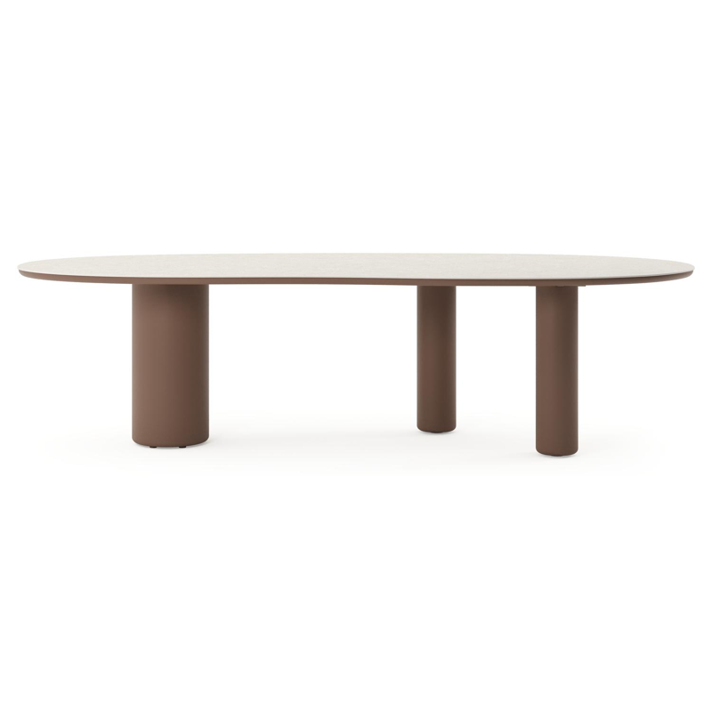 Amico tuintafel organisch in taupe aluminium en volkeramiek Shilin - L 280 x B 120 x H 73.5 cm