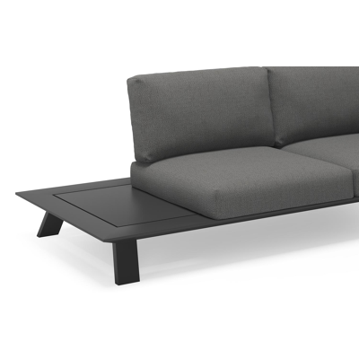 Cesano loungehoek in zwart aluminium met deauville black all weather sunbrella® luxe kussens