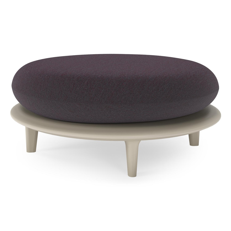 Pouf Bomero en aluminium beige et coussins en all weather sunbrella® luxe tundra red