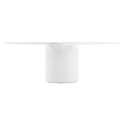 Amico low dining tuintafel afgerond vierkant in wit aluminium en volkeramiek Colorado Dunes - L 148 x B 148 x H 61 cm