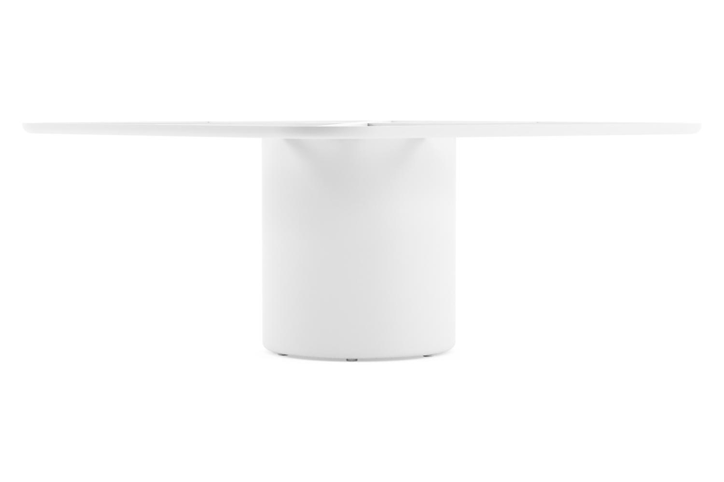 Amico low dining tuintafel afgerond vierkant in wit aluminium en volkeramiek Colorado Dunes - L 148 x B 148 x H 61 cm