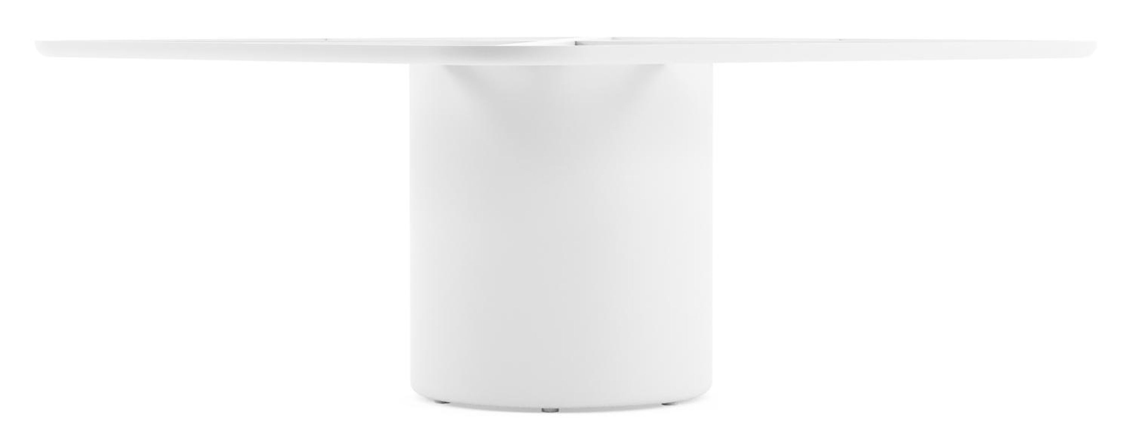 Amico low dining tuintafel afgerond vierkant in wit aluminium en volkeramiek Arctic White - L 148 x B 148 x H 61 cm