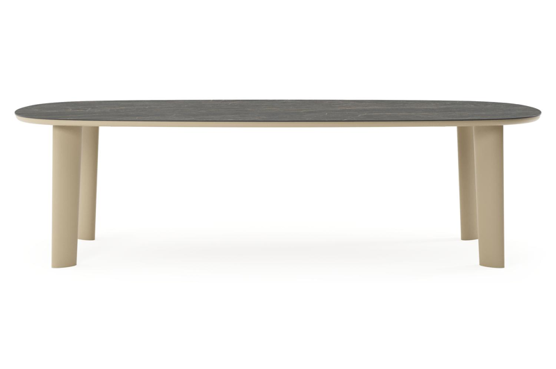 Amico tuintafel bombo in beige aluminium en volkeramiek Black Obsession - L 270 x B 125 x H 73.5 cm