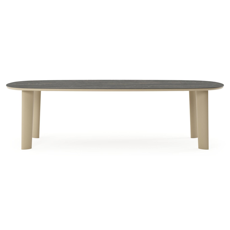 Amico tuintafel bombo in beige aluminium en volkeramiek Black Obsession - L 270 x B 125 x H 73.5 cm