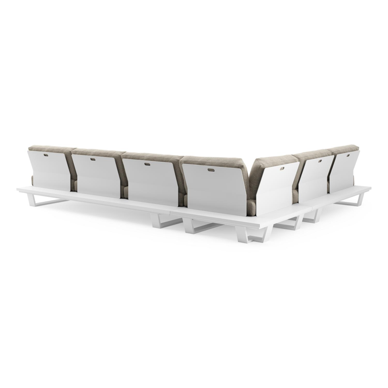 Pagino loungehoek in wit aluminium met catania beige all weather cosytica kussen