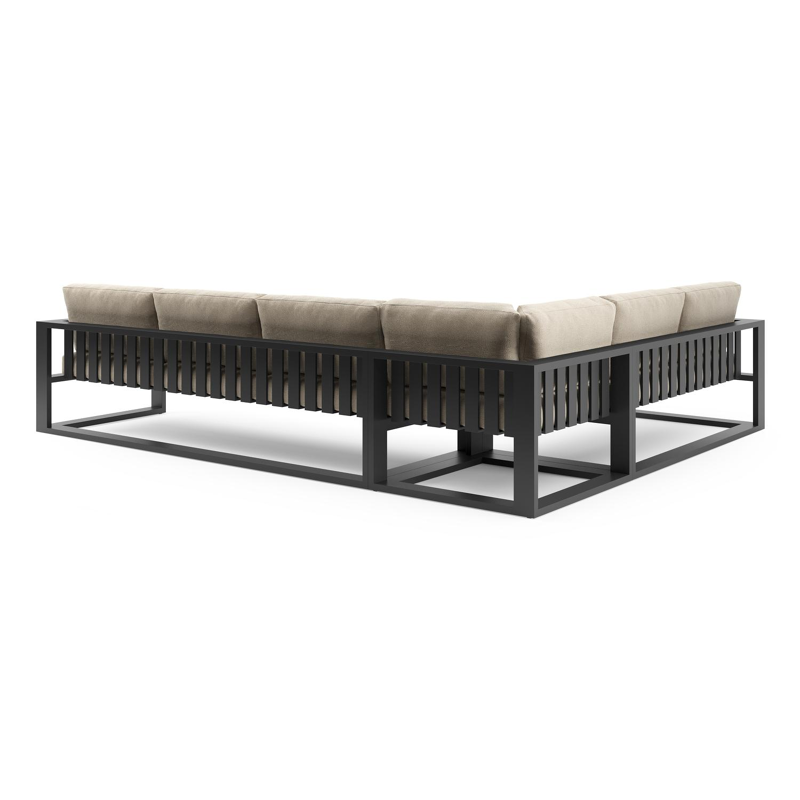 Verato loungehoek in zwart aluminium met althea chalk all weather cosytica kussen